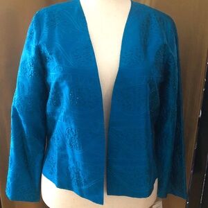 Mirasol 'Atlantis' Tropical Turquoise Beads Open Silk Jacket